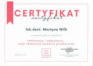 certyfikat - kurs medyczny Martyna Wilk